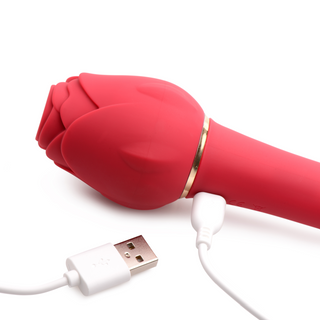 Inmi Bloomgasm Sweet Heart Rose with 5X Suction + 10X Vibrator and Flexible Insertable Handle