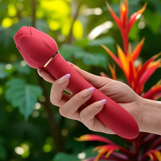 Inmi Bloomgasm Sweet Heart Rose with 5X Suction + 10X Vibrator and Flexible Insertable Handle