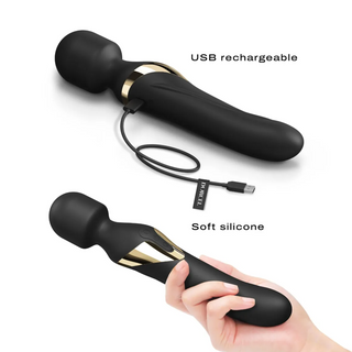 Dorcel Dual Orgasms Dual Ended Wand Vibrator with Insertable Rotating Beaded Handle