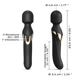 Dorcel Dual Orgasms Dual Ended Wand Vibrator with Insertable Rotating Beaded Handle