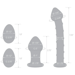 Mr. Swirly 4 Piece Set with Glass Dildo, Kegel Balls, and Plug