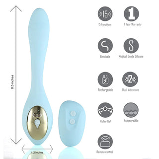Maia HARMONIE Posable & Flexible Remote Control Dual Ended Vibrator with Roller Ball Action