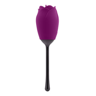 Petal Dual Ended Massager with Tongue-Flicking Rose Head and Vibrating Stem