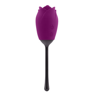 Petal Dual Ended Massager with Tongue-Flicking Rose Head and Vibrating Stem