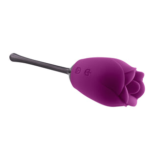 Petal Dual Ended Massager with Tongue-Flicking Rose Head and Vibrating Stem