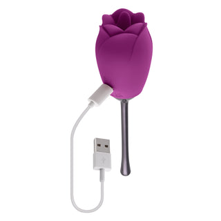 Petal Dual Ended Massager with Tongue-Flicking Rose Head and Vibrating Stem