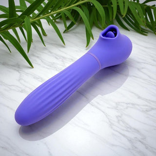 Sensuelle Triple Action Daisy Multi-Play Vibe with Suction, Flickering Tongue, and Thrusting Handle