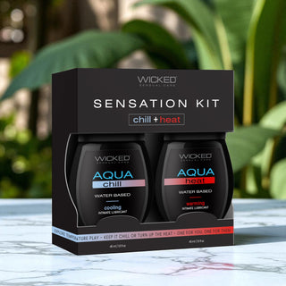 Wicked Sensual Care Sensation Kit Aqua Heat + Chill Water Based Warming & Cooling Lube Set